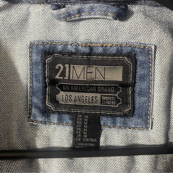 21Men Size Medium Sleeveless Denim Jean Jacket - Picture 3 of 4